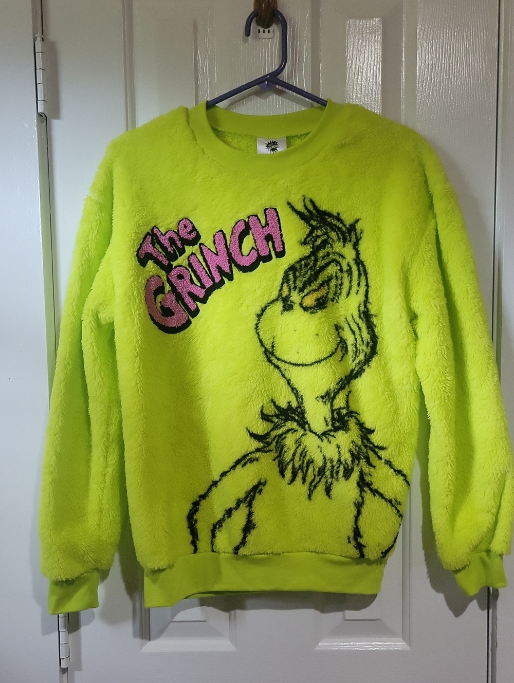 Neon Green The Grinch Plush Oversized Crewneck Sweater